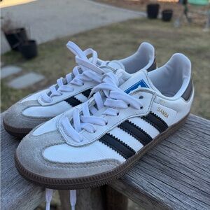 adidas White and Black Low-Top Sneakers with Gum Outsole